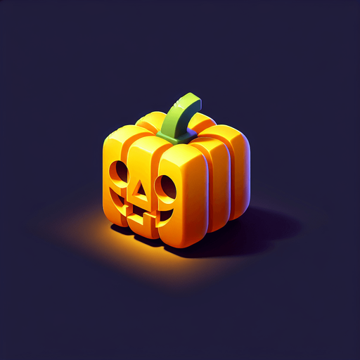 Perfectly square yellow halloween pumpkin. Cartoon style. spookyart style. Simple vector style.