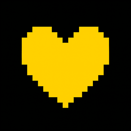 Yellow heart Undertale.
In-Game asset.  2d.  High contrast.  No shadows