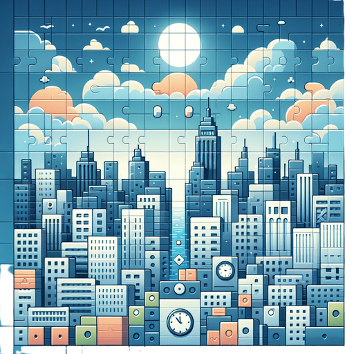 Background for relaxing puzzle game. city background, flat shaded, vector art. skyscrapers. Clocks. Blocks. Relaxing. Clouds, blue sky Single Game Texture. In-Game asset. 2d. Blank background. High contrast. No shadows..
Single Game Texture. In-Game asset. 2d. Blank background. High contrast. No shadows.