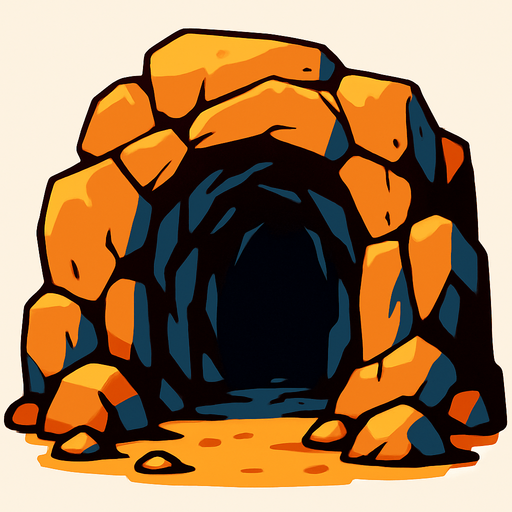 mağara girişi.
In-Game asset.  2d.  High contrast.  No shadows