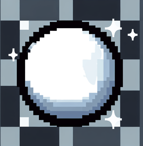 A white bubble with a black outline. Pixel art..
Single Game Texture.  In-Game asset.  2d.  Blank background.  High contrast.  No shadows