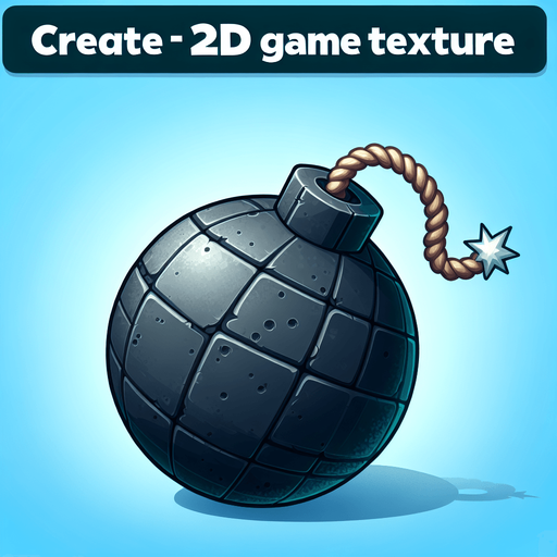 bomb.
Single Game Texture. In-Game asset. 2d. Blank background. High contrast. No shadows.