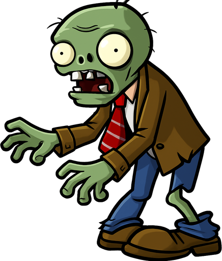 a plant vs zombies zombie.
In-Game asset.  2d.  High contrast.  No shadows