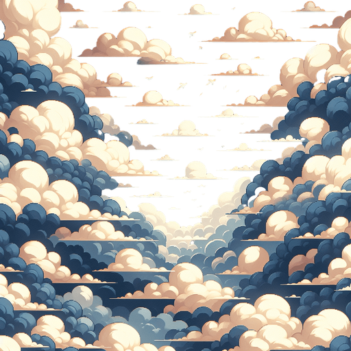 A sky with clouds, tileable
Single Game Texture. In-Game asset. 2d. Blank background. High contrast. No shadows.