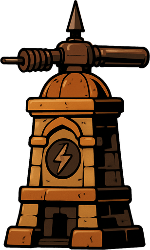 antik elektrik atıcı kule.
In-Game asset.  2d.  High contrast.  No shadows