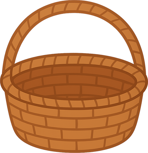 hollow fruit basket. No background. Transparent background. Blank background. No shadows. 2d. In-Game asset. flat