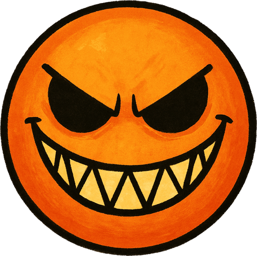 A orange ball with a evil smile.
#2d