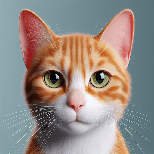 Photorealistic ginger cat face, front view..