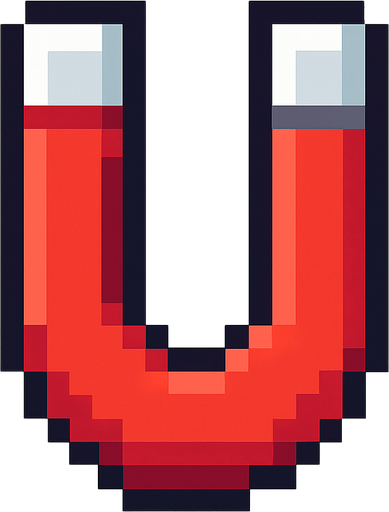 pixel art 2D magnet.
In-Game asset.  2d.  High contrast.  No shadows