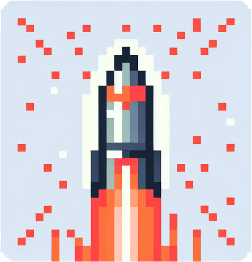 8 bit projectile pointing upwards.
Single Game Texture. In-Game asset. 2d. Blank background. High contrast. No shadows.