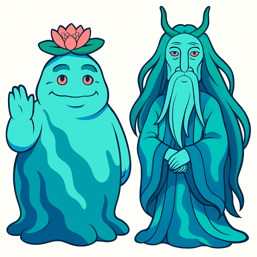 River spirits characters from movie "spirited a way". HD colors..
In-Game asset.  2d.  High contrast.  No shadows