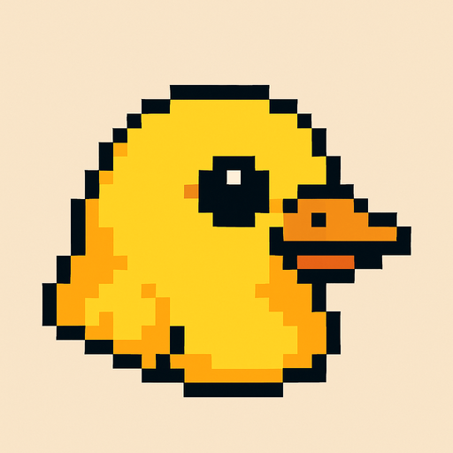 A yellow bird. In pixel art style. The bird should be just like the head part..
In-Game asset.  2d.  High contrast.  No shadows