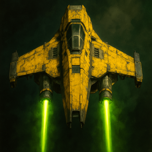 poisonous yellow laser spaceship top view.
