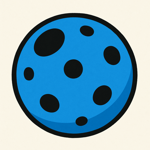 Blue ball with black dots.
In-Game asset.  2d.  No shadows