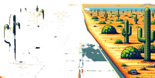 desert landscape with a straigth road centered..
video game style