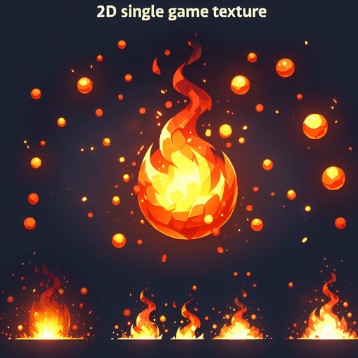 some fire particles Single Game Texture. In-Game asset. 2d. Blank background. High contrast. No shadows.