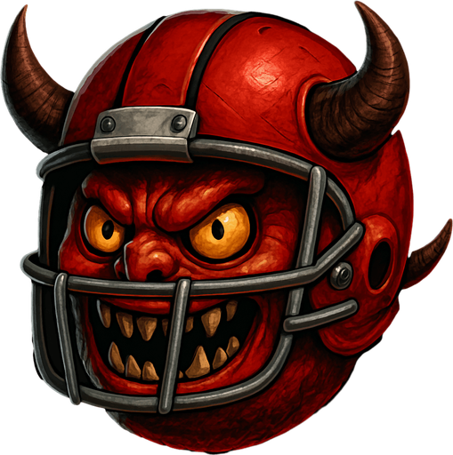 un demonio bola con un casco de jugador de futbol americano ultra realista.
In-Game asset.  2d.  High contrast.  No shadows