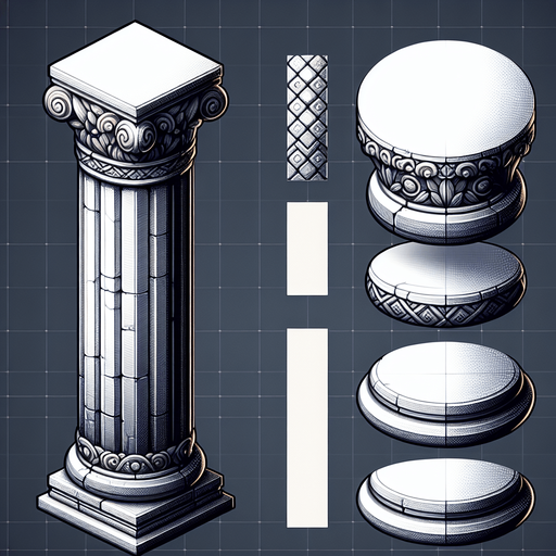 pillarbottom mg.
Single Game Texture.  In-Game asset.  2d.  Blank background.  High contrast.  No shadows