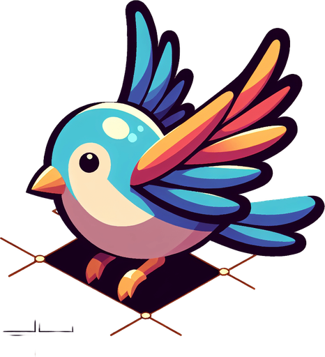 Bird.
Single Game Texture. In-Game asset. 2d. Blank background. High contrast. No shadows.