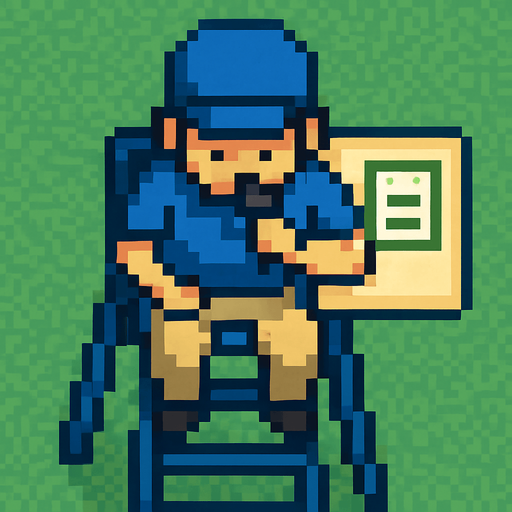 tennis referee, Top-down perspective, pixelart.
In-Game asset.  2d.  High contrast.  No shadows
