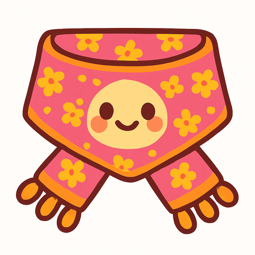cute design scarf top view..
In-Game asset.  2d.  High contrast.  No shadows