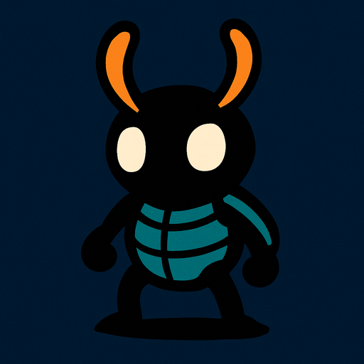 Tiny bug man.
In-Game asset.  2d.  High contrast.  No shadows