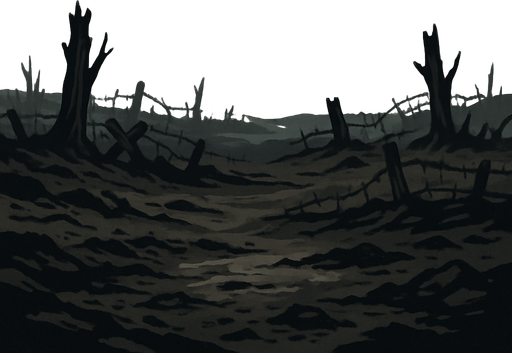 World War II, gloomy weather, just ground.
In-Game asset.  2d.  High contrast.  No shadows