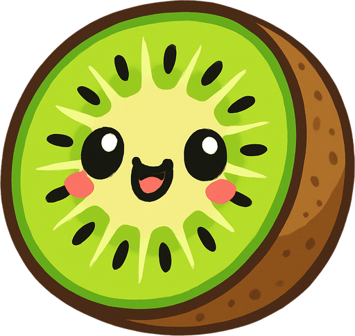 Kiwi with cute face.
In-Game asset.  2d.  High contrast.  No shadows