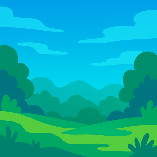 Fondo de ambiente digital con azul y verde.
In-Game asset.  2d.  High contrast.  No shadows