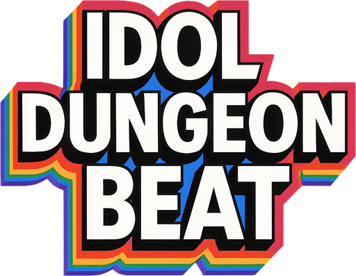 Letras de color blanco, que digan "IDOL DUNGEON BEAT", que tengan un WordArt animado. En alta resolución para poner en una imagen 100 X 150
In-Game asset.  2d.  High contrast.  No shadows