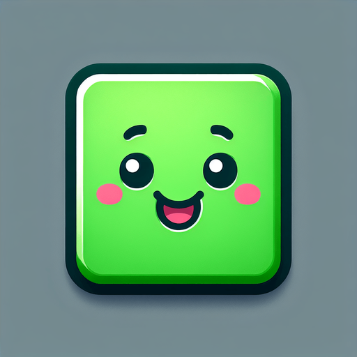 Perfectly square bright green game piece with cute happy face. Cartoon style. Cute art style. Simple vector style. No Shadows.
Single Game Texture. In-Game asset. 2d. Blank background. High contrast. No shadows.