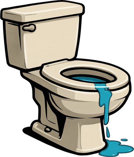 Make a toilet with a small bit of water leaking of the side.
In-Game asset.  2d.  High contrast.  No shadows. Realistic