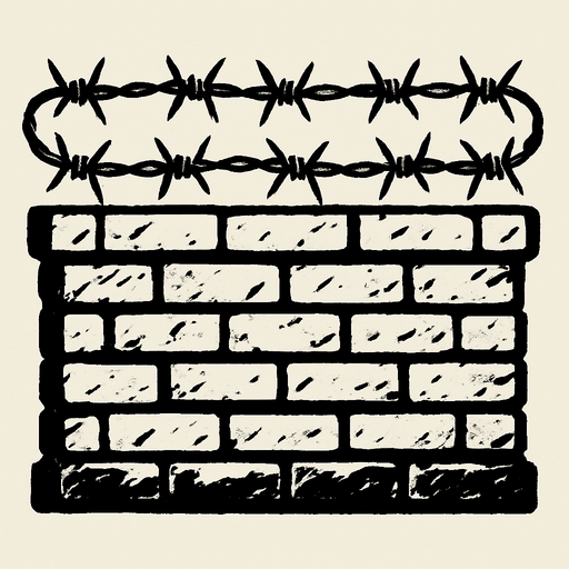 barbed wire wall.
In-Game asset.  2d.  High contrast.  No shadows