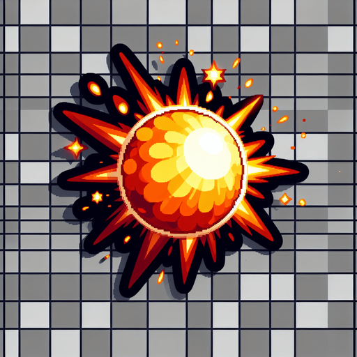 Side view bullet blast, fireball, game asset
Single Game Texture. In-Game asset. 2d. Blank background. High contrast. No shadows.