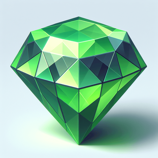 green 3d diamond.
In-Game asset. 3d. Blank background. High contrast. No shadows.