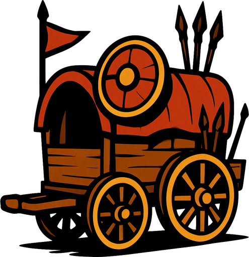 Eski çağ savaş karavan.
In-Game asset.  2d.  High contrast.  No shadows