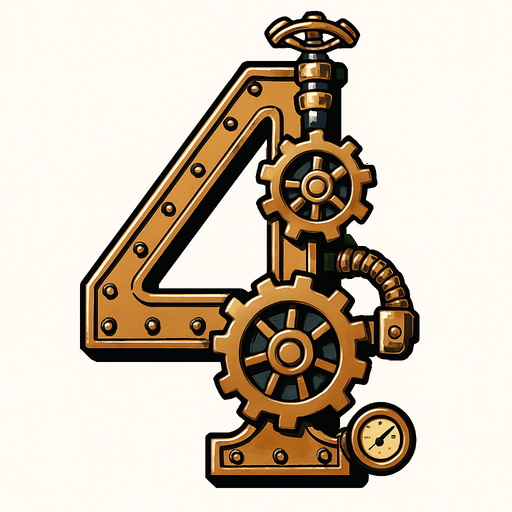 numero 4 en estilo steampunk.
In-Game asset.  2d.  High contrast.  No shadows