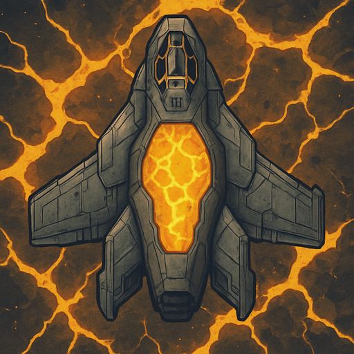 toxic yellow lava spaceship top view.