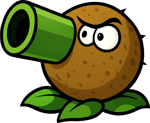 pvz1 coconut cannon.
In-Game asset.  2d.  High contrast.  No shadows
