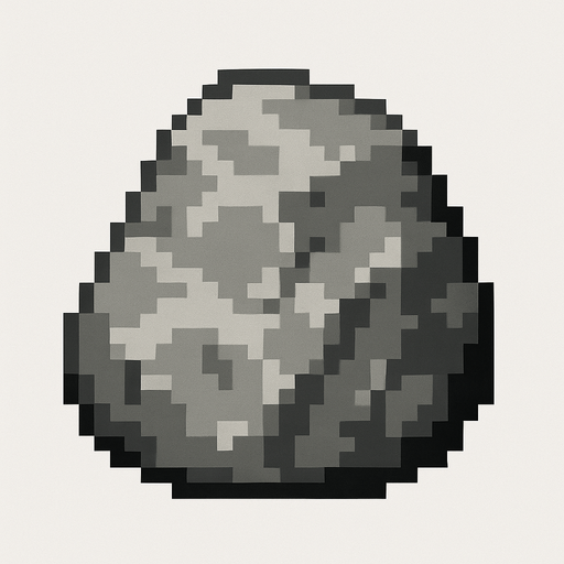 Gray rock (stone) style pixel art.
2d.  High contrast.  No shadows