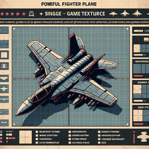 A stronger fighter plane.
Single Game Texture. In-Game asset. 2d. Blank background. High contrast. No shadows.
