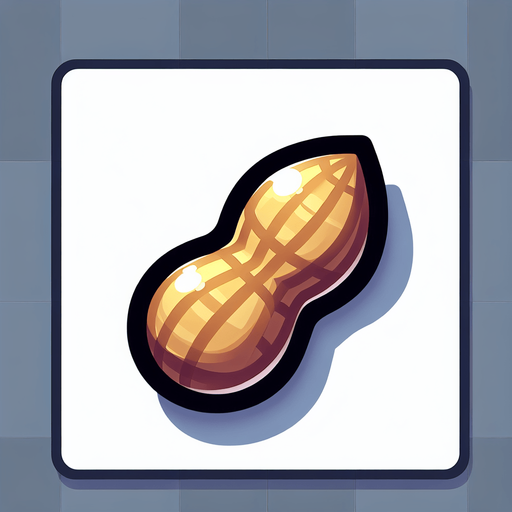 A delicious peanut..
Single Game Texture. In-Game asset. 2d. Blank background. High contrast. No shadows.