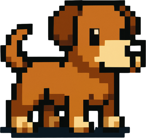 pixel art dog.
In-Game asset.  2d.  High contrast.  No shadows