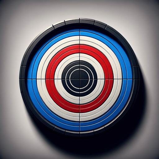 Is a top-down circular image, ideally 60–70 pixels in diameter.

Has a realistic or slightly stylized design (classic carrom striker look).

Has a white outer ring, with either a red, blue, or black inner design..
Single Game Texture.  In-Game asset.  2d.  Blank background.  High contrast.  No shadows
