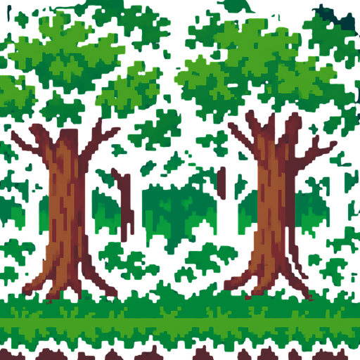 Pixel art Forest background.
In-Game asset.  High contrast.  No shadows