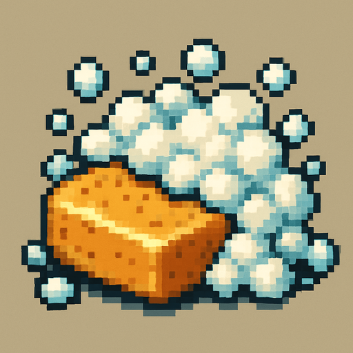 Un jabon con espuma, pixel art, metal slug.
In-Game asset.  2d.  High contrast.  No shadows