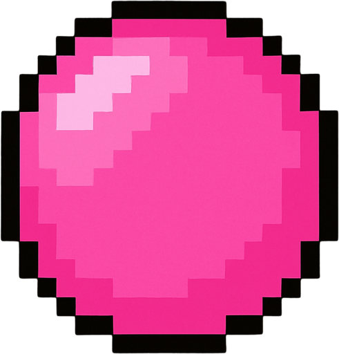 pixel art pink circle.
In-Game asset.  2d.  High contrast.  No shadows