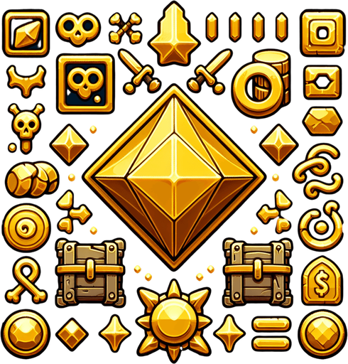 Gold.
Single Game Texture.  In-Game asset.  2d.  Blank background.  High contrast.  No shadows