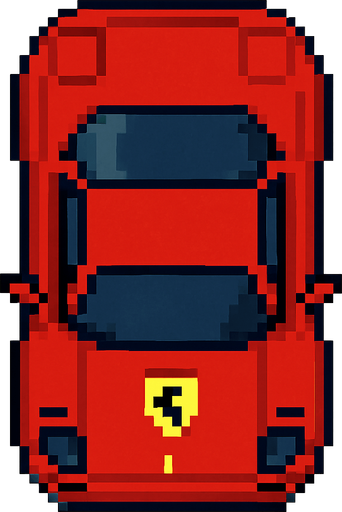 pixel art ferrari bird's eye view.
In-Game asset.  2d.  High contrast.  No shadows