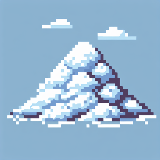 pixel art of a mound of snow.
Single Game Texture. In-Game asset. 2d. Blank background. High contrast. No shadows.